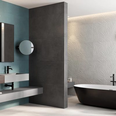 Decorfliesen Badezimmer blau weiß