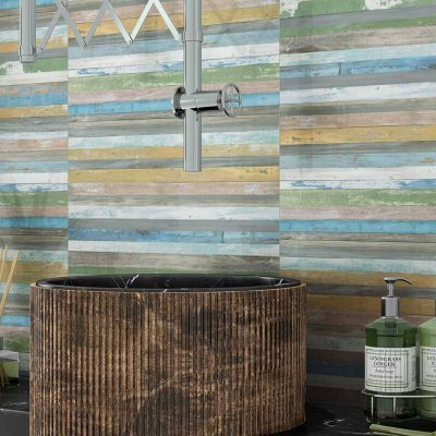 Decorfliesen gestreift Retro Pastellfarben