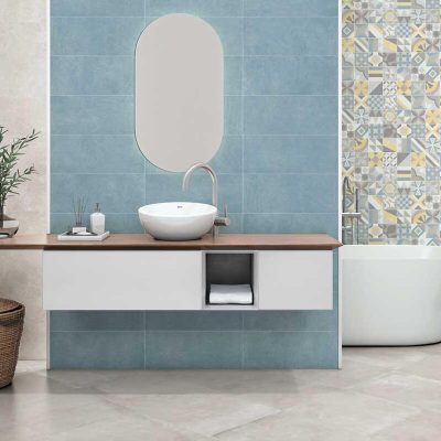 Decorfliesen Pastellblaues Badezimmer
